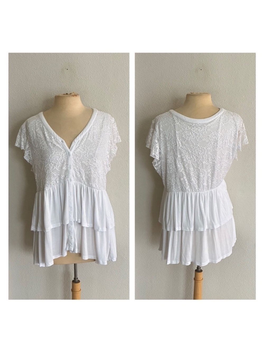 Torrid white lace tiered top